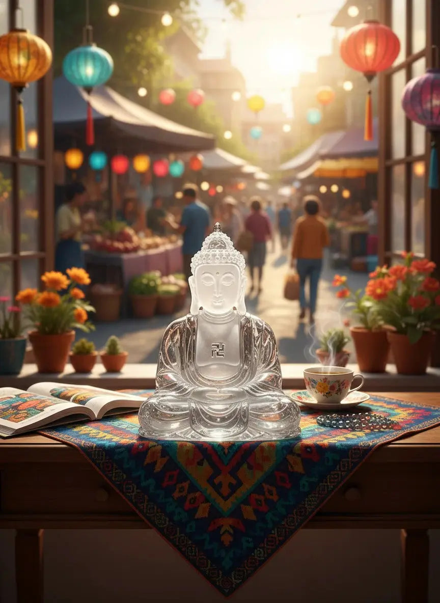 White Crystal Buddha Statue - La Maison Val D'or