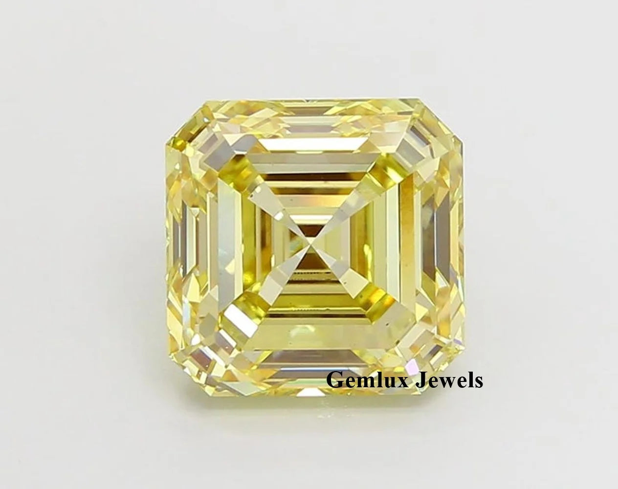 IGI Certified Fancy Intense Yellow 6.5 Carat Asscher Cut Lab Created Diamond VS Clarity Lab Grown Loose Diamond La Maison Val D'or