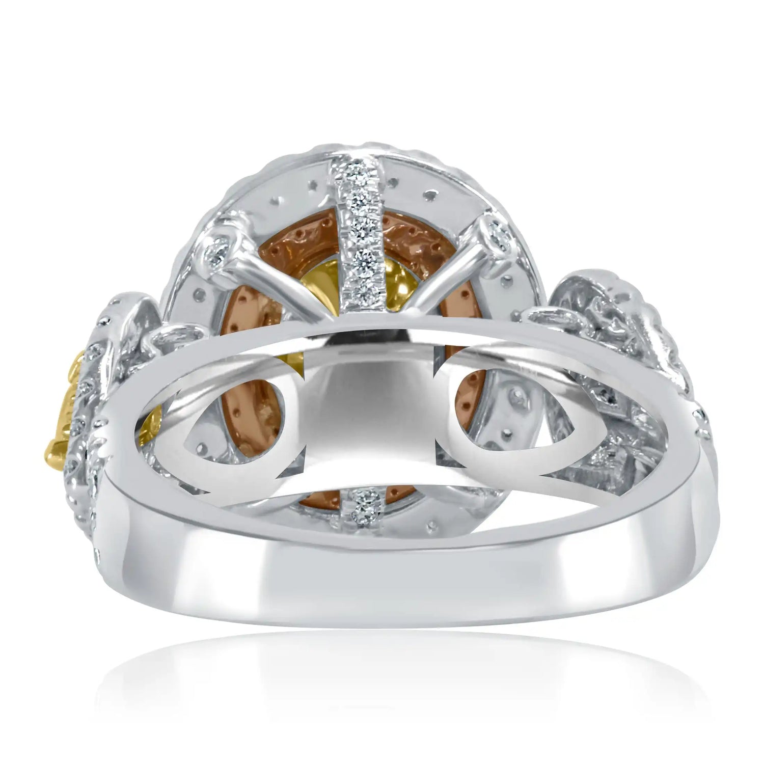 3.11 Ct Oval Yellow Lab Diamond Ring in 14K White Gold