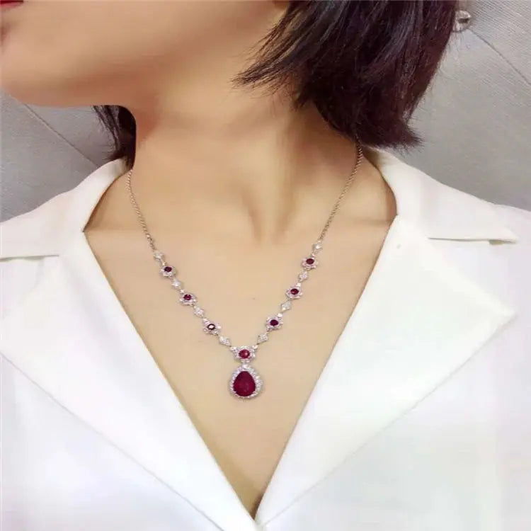 18K Gold Ruby Diamond Set - La Maison Val D'or