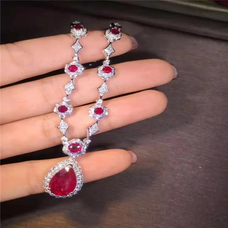 18K Gold Ruby Diamond Set - La Maison Val D'or