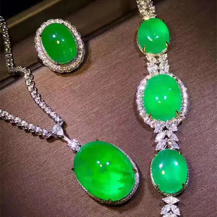 18k Gold Emerald Bridal Set - La Maison Val D'or