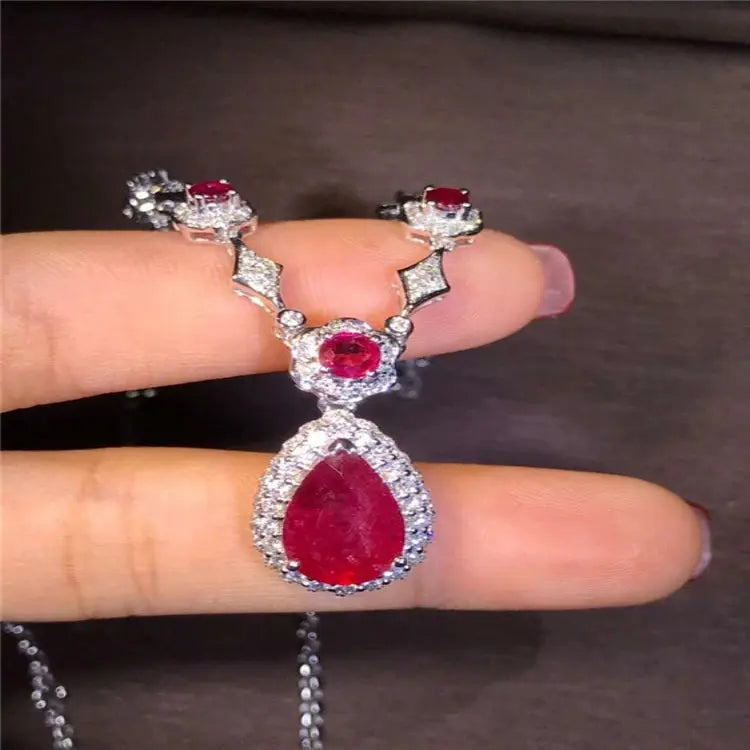 18K Gold Ruby Diamond Set - La Maison Val D'or