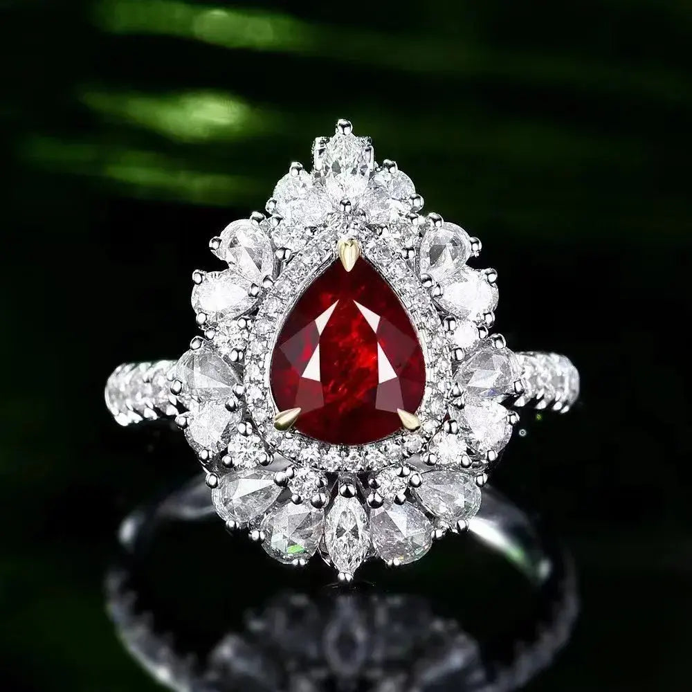 2.04ct Ruby 18k Gold Ring and Pendant Set - La Maison Val D'or