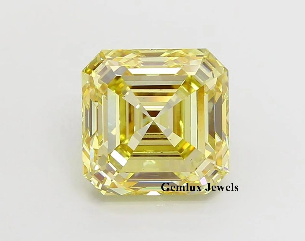 IGI Certified Fancy Intense Yellow 6.5 Carat Asscher Cut Lab Created Diamond VS Clarity Lab Grown Loose Diamond La Maison Val D'or