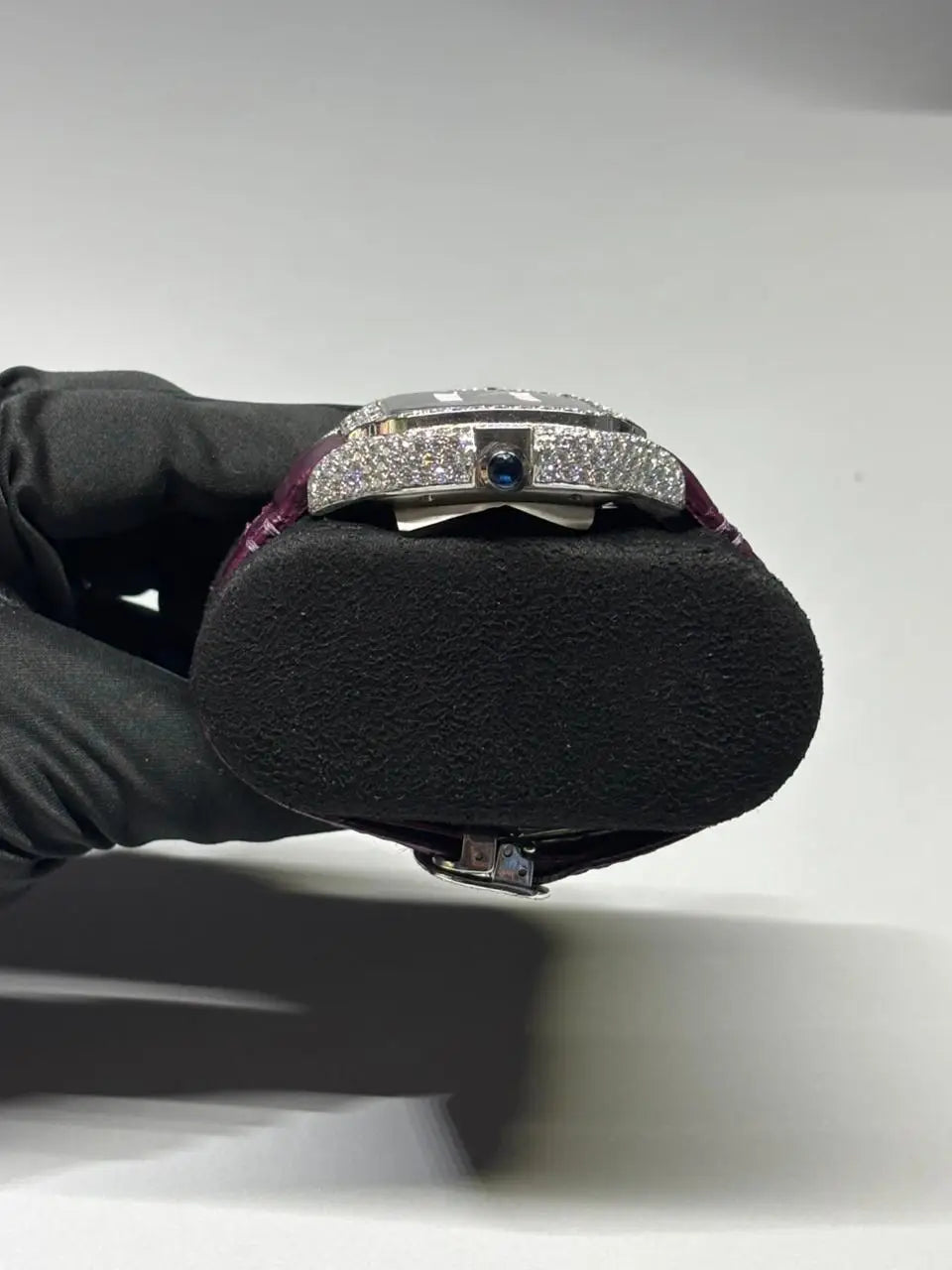 Best Quality Daily Strong Use White Gold Diamond Watch Purple Rubber Band And Roman Dial Ready Stock Quartz Watches La Maison Val D'or