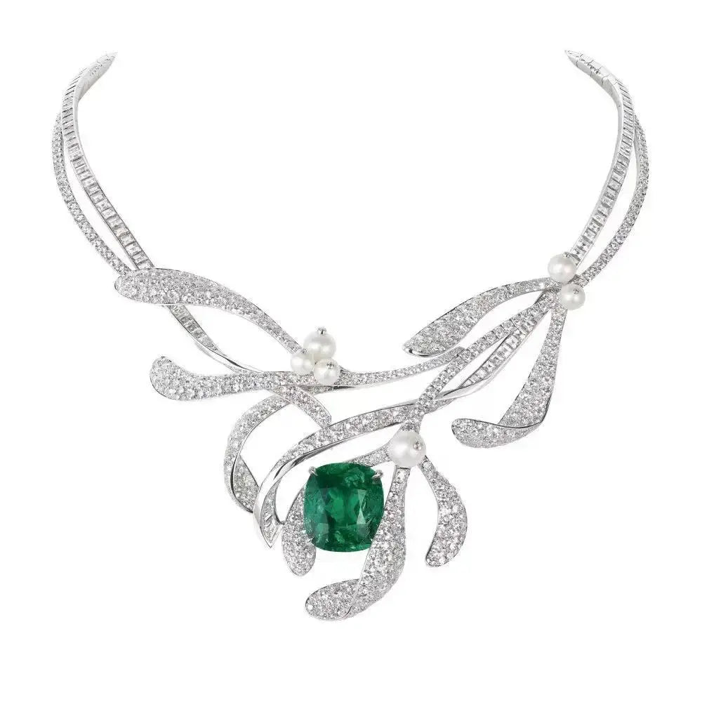 Sterling Silver Emerald Necklace - La Maison Val D'or