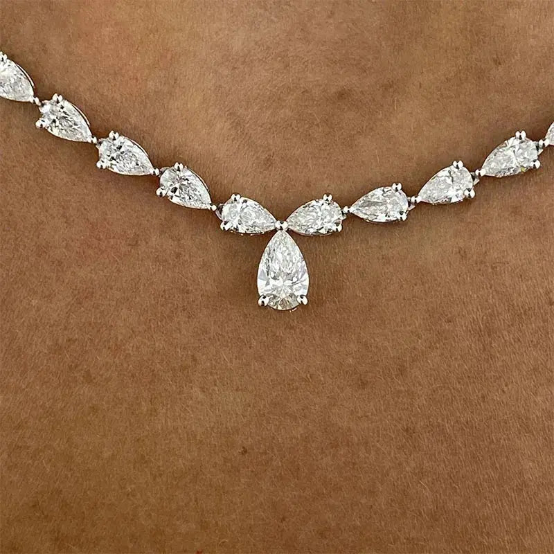 32ct Pear Lab Diamond Necklace - La Maison Val D'or