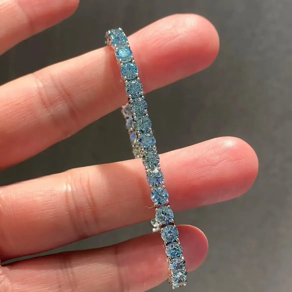 Blue Lab Diamond Tennis Bracelet - La Maison Val D'or