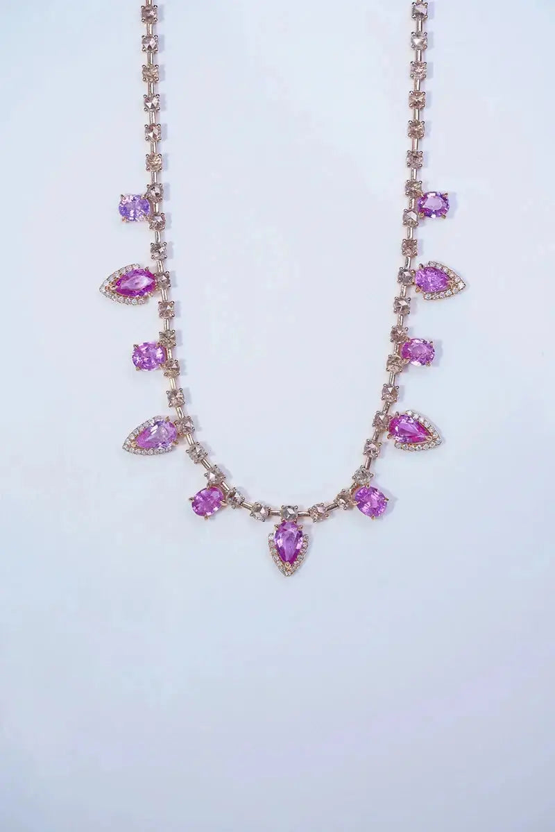 Rose Gold Sapphire Necklace - La Maison Val D'or