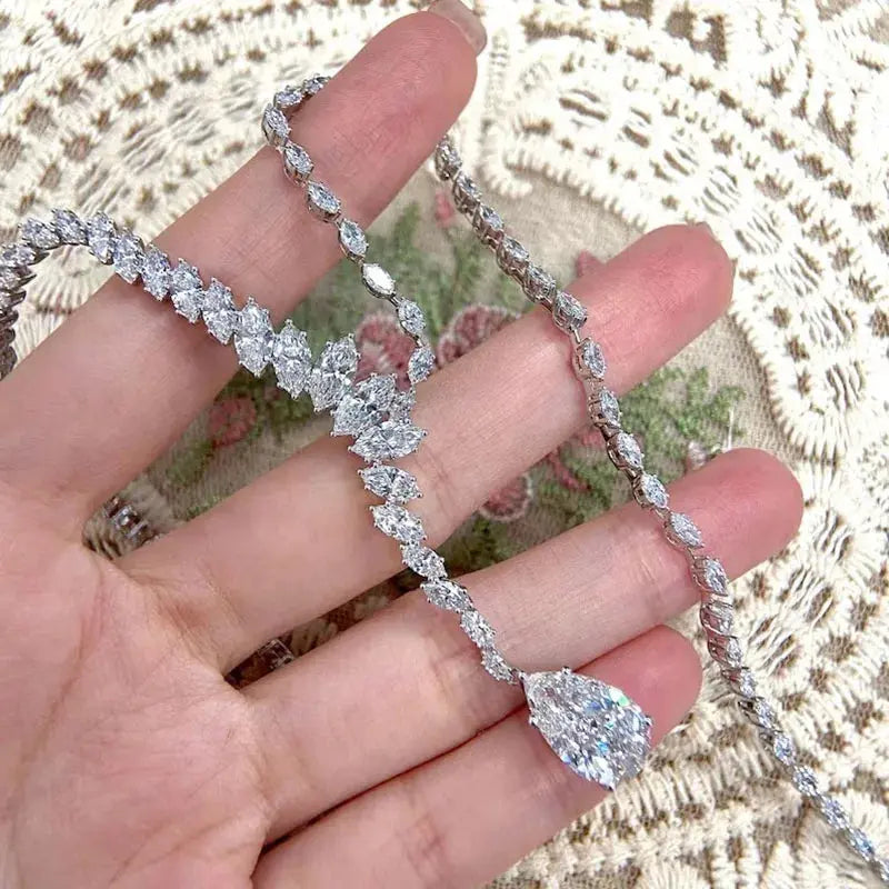 5Ct Pear Lab Diamond Necklace - La Maison Val D'or