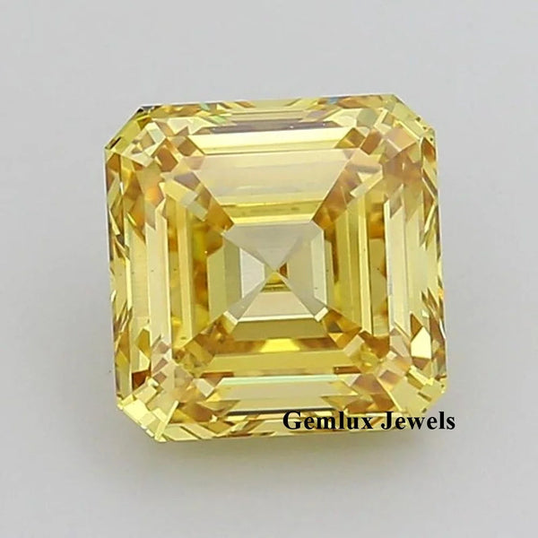 IGI Certified VS Clarity Fancy Intense Yellow 7 Carat Asscher Cut Lab Grown Loose Diamond B2B Price La Maison Val D'or