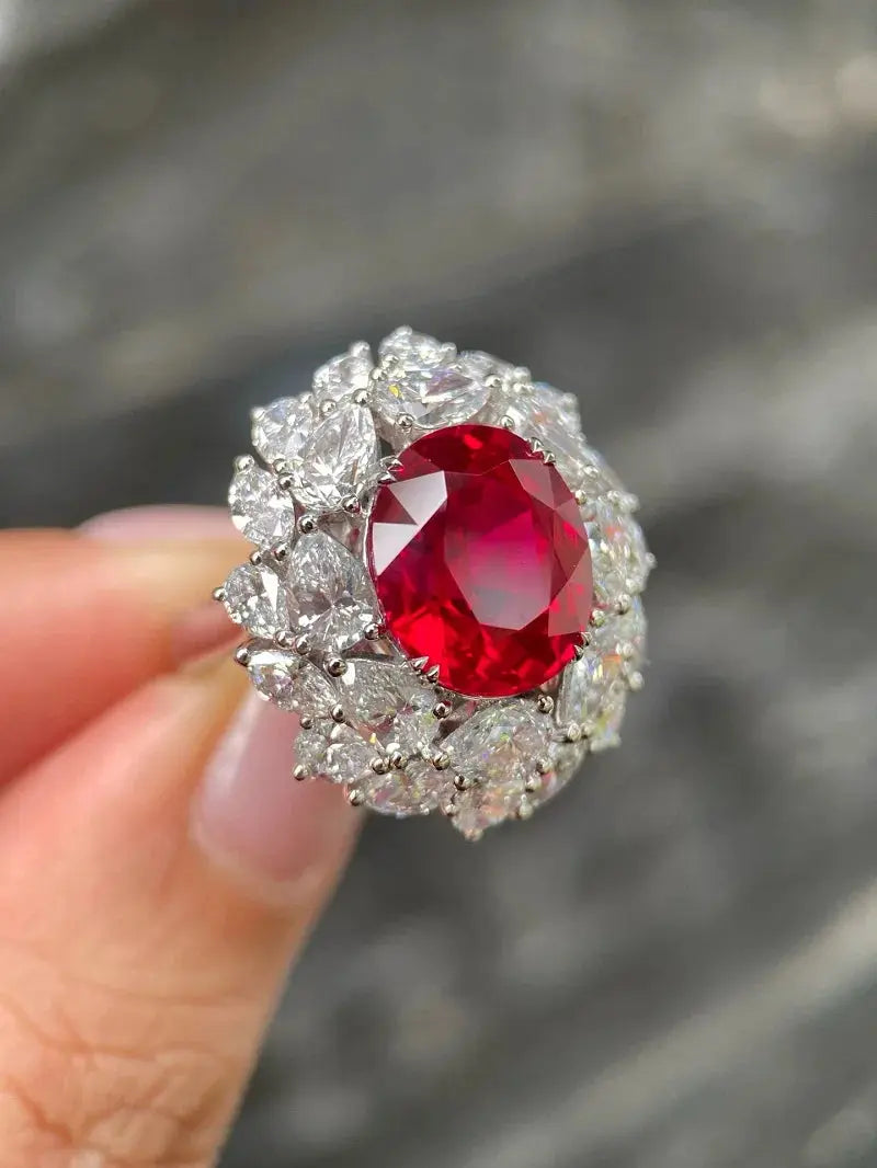 10ct Ruby Pear Diamond Ring - La Maison Val D'or