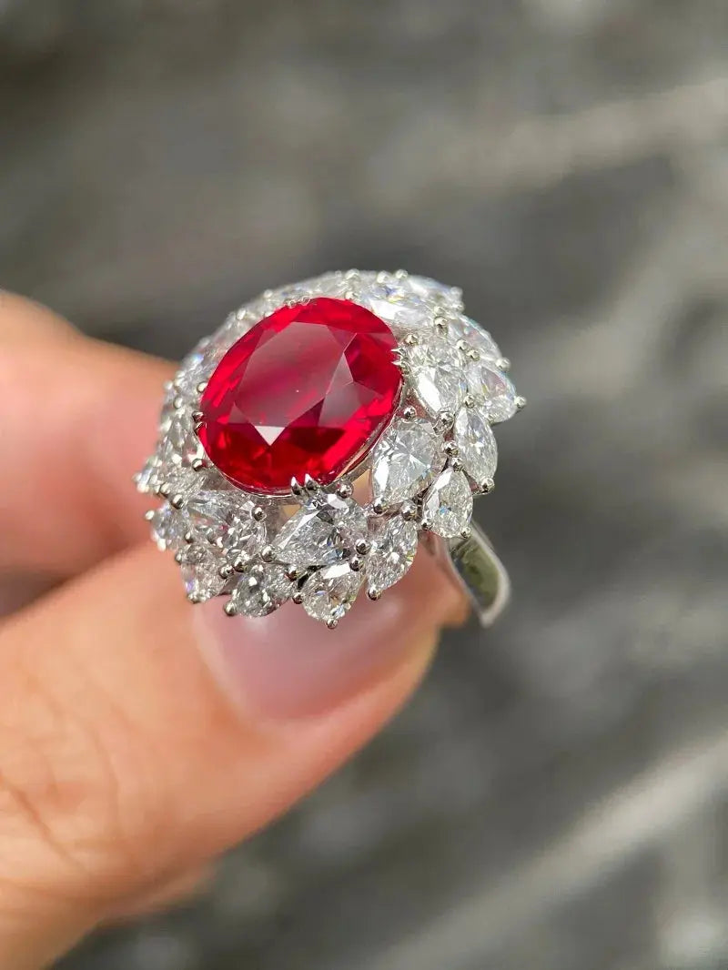 10ct Ruby Pear Diamond Ring - La Maison Val D'or