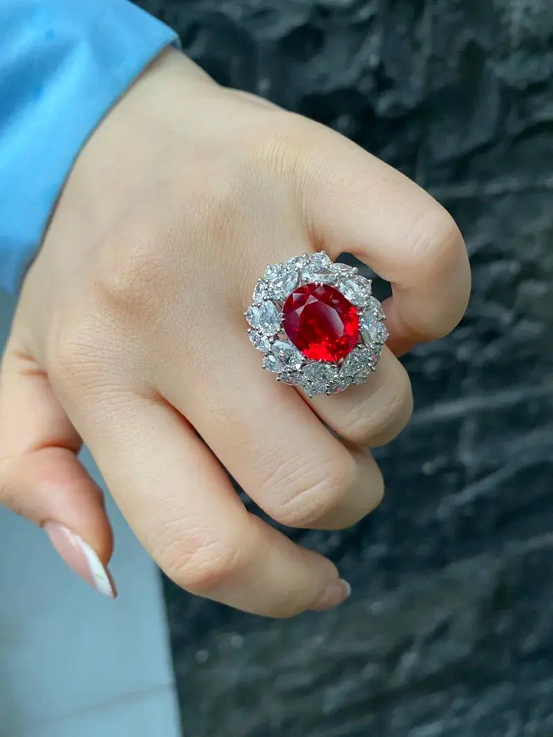 10ct Ruby Pear Diamond Ring - La Maison Val D'or