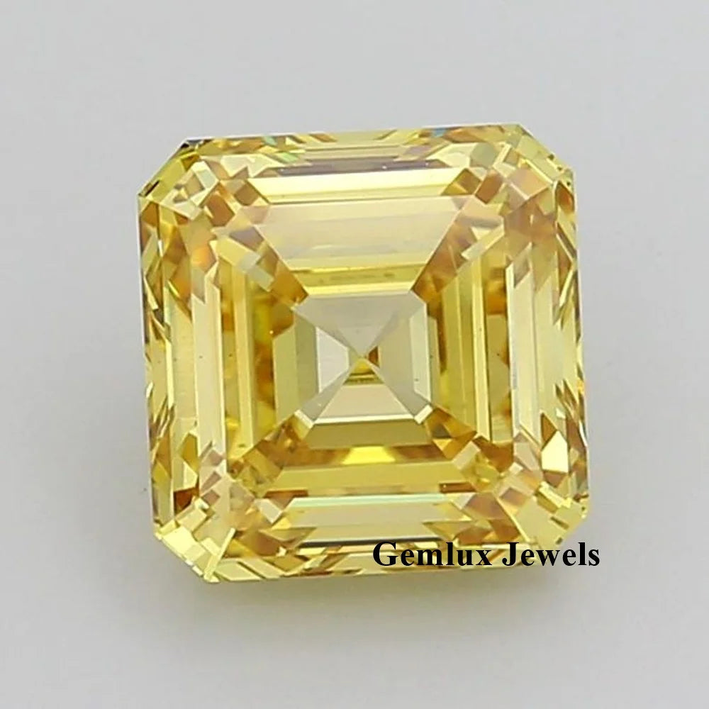 IGI Certified VS Clarity Fancy Intense Yellow 7 Carat Asscher Cut Lab Grown Loose Diamond B2B Price La Maison Val D'or