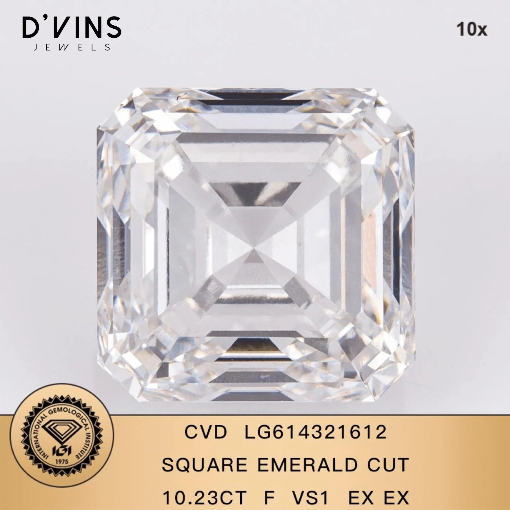 Ready to Ship CVD F VS1 Emerald Shape 10.23CT Lab Grown Diamond for Jewelry Making Loose Diamond at Affordable Price La Maison Val D'or