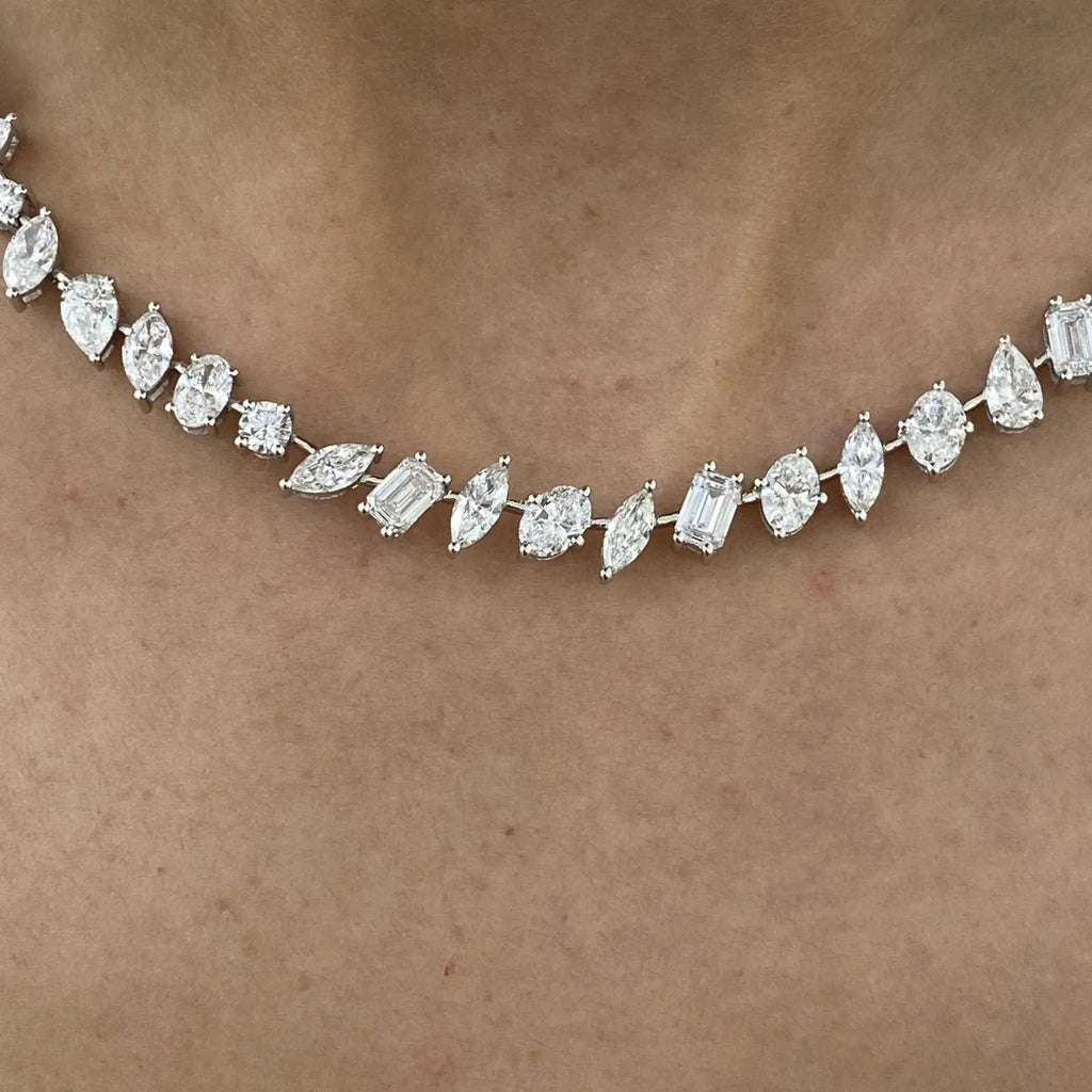 20ctw Platinum Diamond Tennis Necklace - La Maison Val D'or