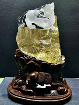 Yellow Rutilated Quartz Pixiu - La Maison Val D'or