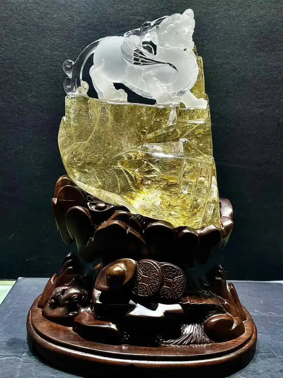 Yellow Rutilated Quartz Pixiu - La Maison Val D'or