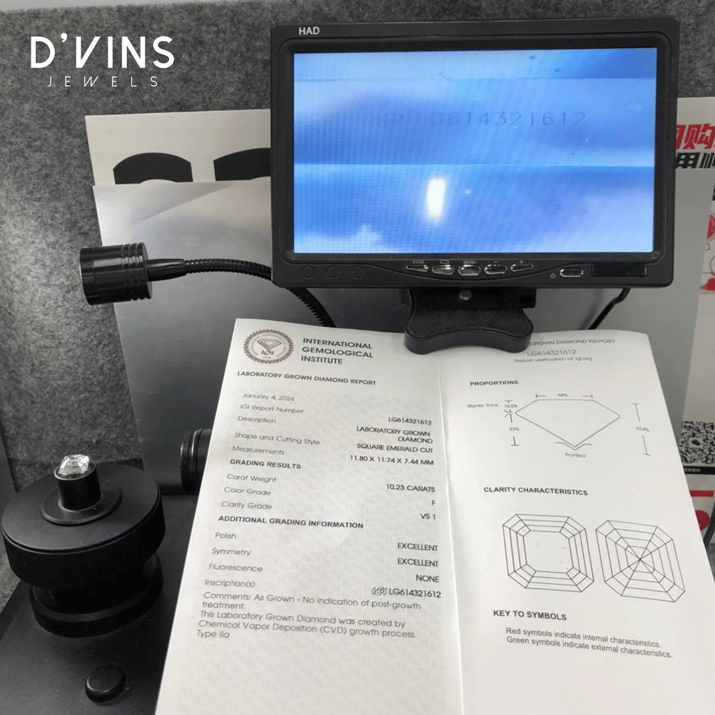 Ready to Ship CVD F VS1 Emerald Shape 10.23CT Lab Grown Diamond for Jewelry Making Loose Diamond at Affordable Price La Maison Val D'or