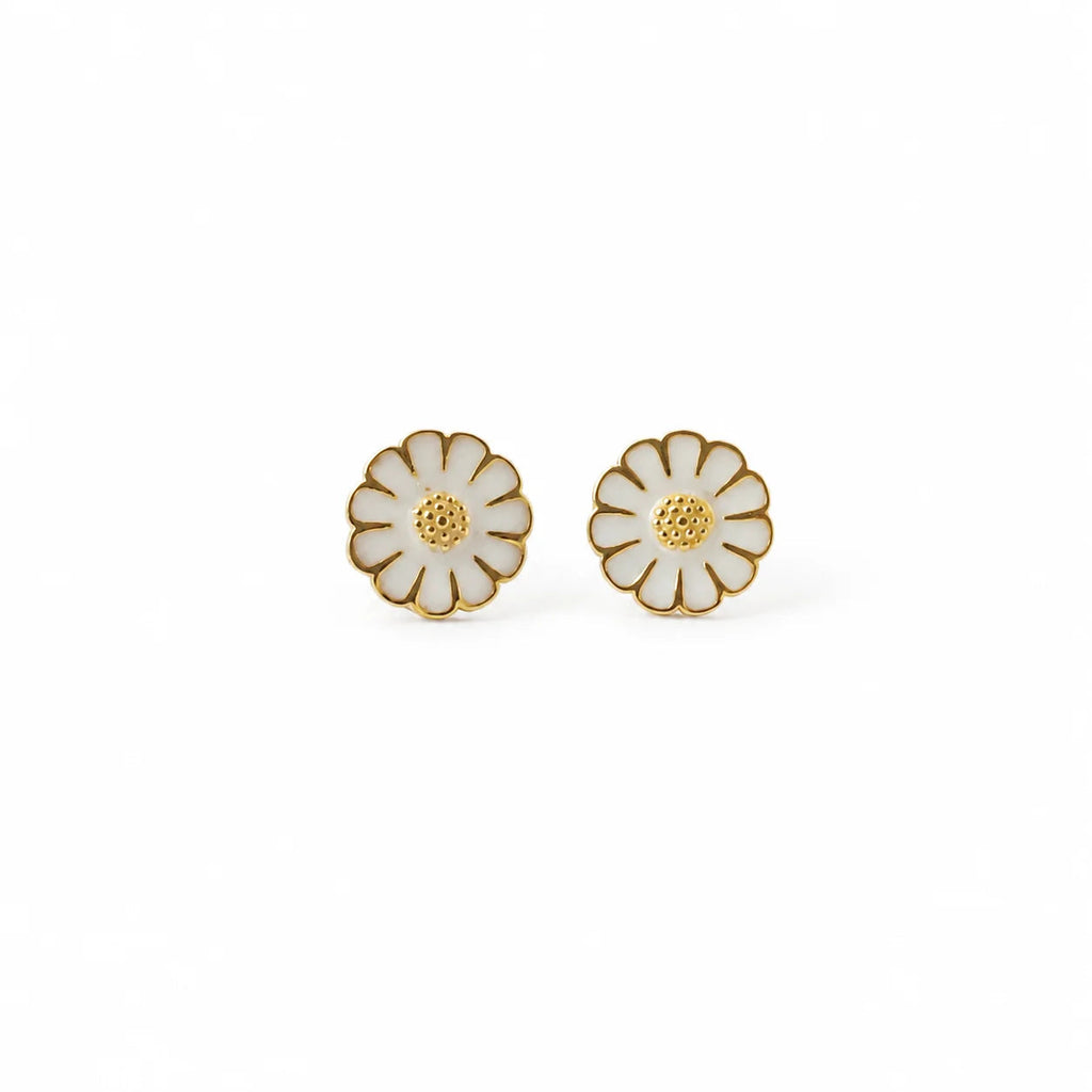 18Kt Yellow Gold Floral Jewelry Set for Women High Polish Daisy Pendant and Stud Earrings Daily Wear Gift Jewelry La Maison Val D'Or