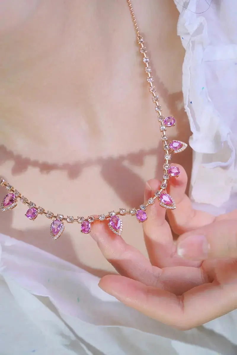 Rose Gold Sapphire Necklace - La Maison Val D'or