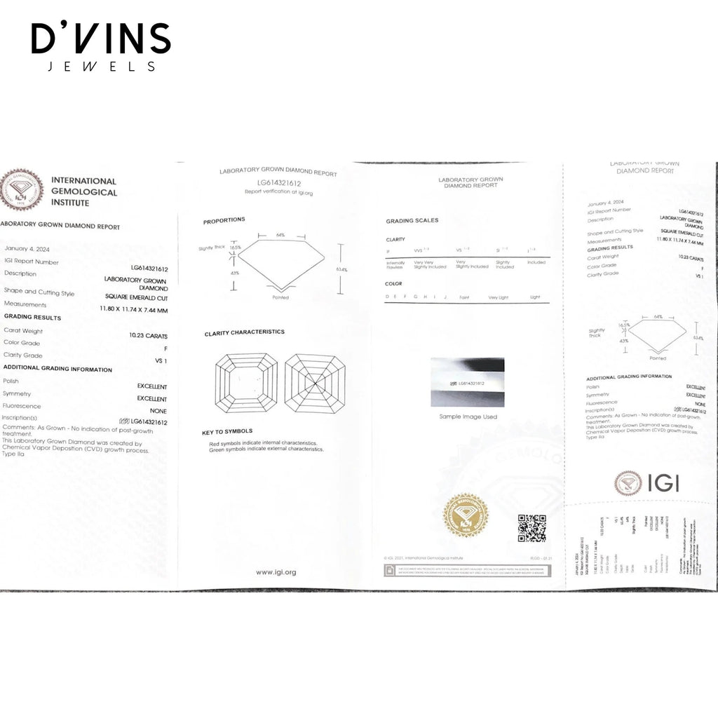 Ready to Ship CVD F VS1 Emerald Shape 10.23CT Lab Grown Diamond for Jewelry Making Loose Diamond at Affordable Price La Maison Val D'or