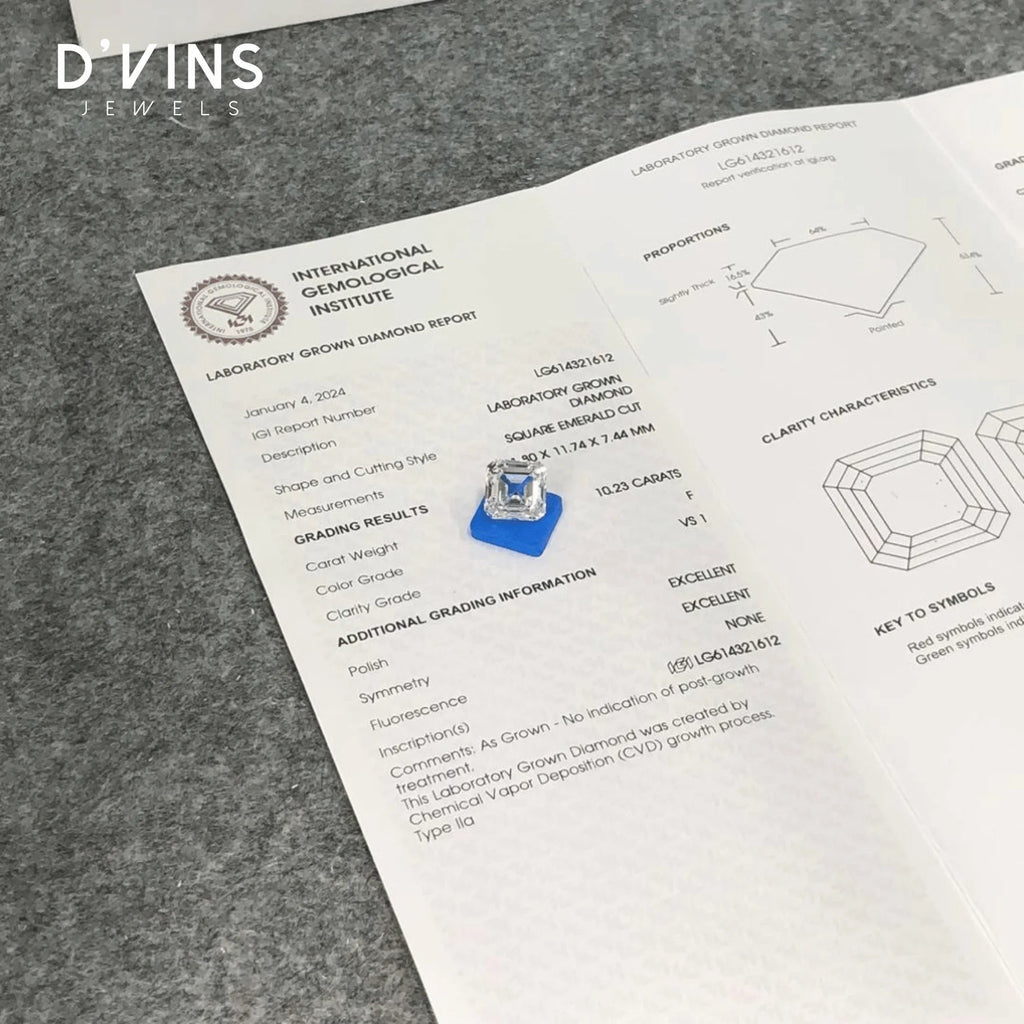 Ready to Ship CVD F VS1 Emerald Shape 10.23CT Lab Grown Diamond for Jewelry Making Loose Diamond at Affordable Price La Maison Val D'or