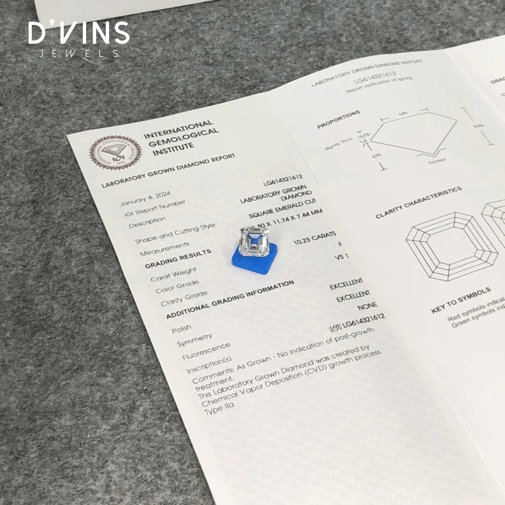 Ready to Ship CVD F VS1 Emerald Shape 10.23CT Lab Grown Diamond for Jewelry Making Loose Diamond at Affordable Price La Maison Val D'or