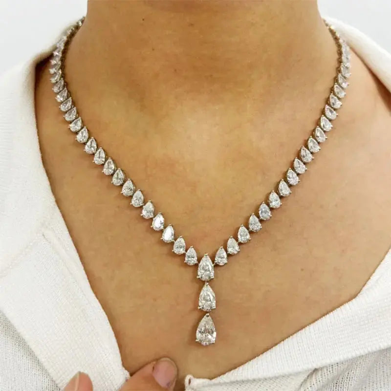 36.6ct Lab Diamond Pear Necklace - La Maison Val D'or