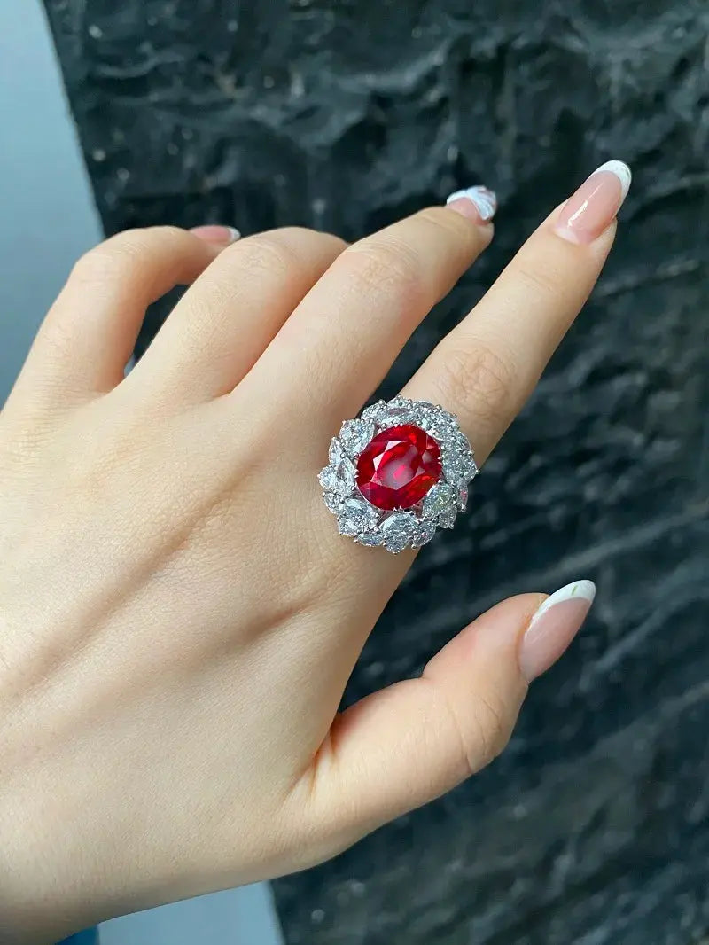 10ct Ruby Pear Diamond Ring - La Maison Val D'or