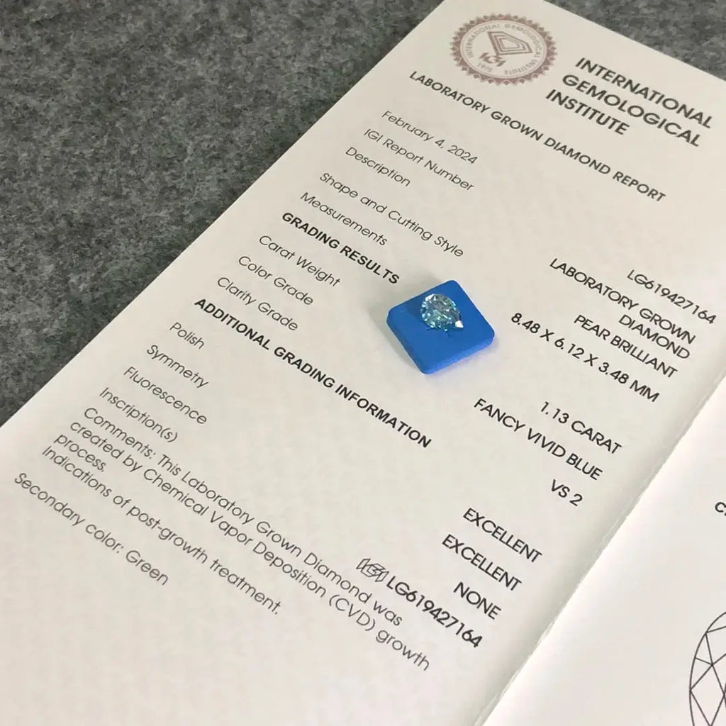 IGI Fancy Blue Lab Diamond - La Maison Val D'or