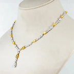 14K White Gold Lab Grown Yellow Diamond Cushion Cut Drop Necklace, IGI Certified La Maison Val D'or