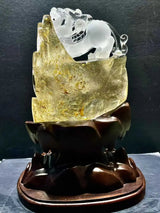 Yellow Rutilated Quartz Pixiu - La Maison Val D'or