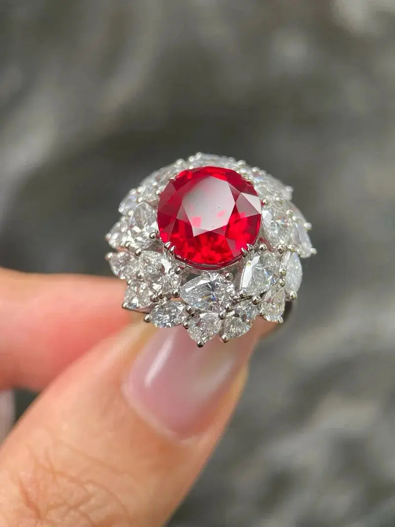 10ct Ruby Pear Diamond Ring - La Maison Val D'or