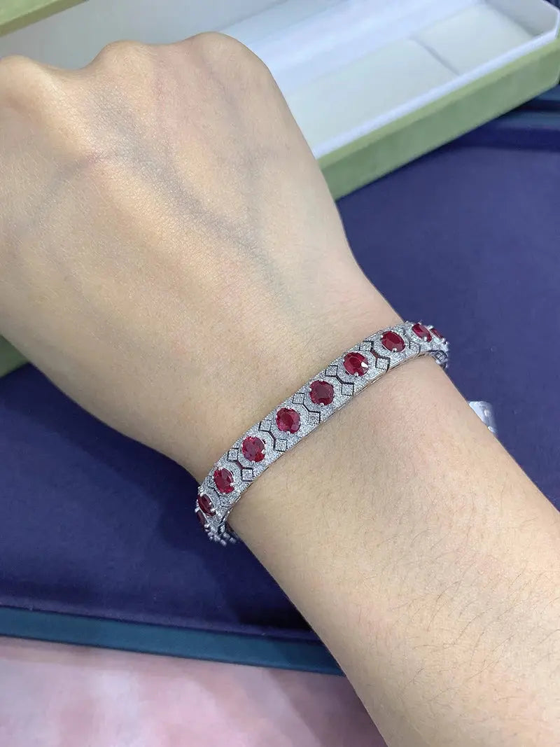 18K White Gold Ruby Bracelet - La Maison Val D'or