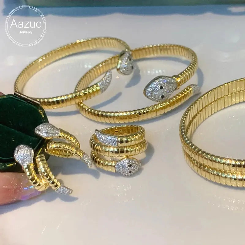 18K Gold Diamond Snake Bangle - La Maison Val D'or