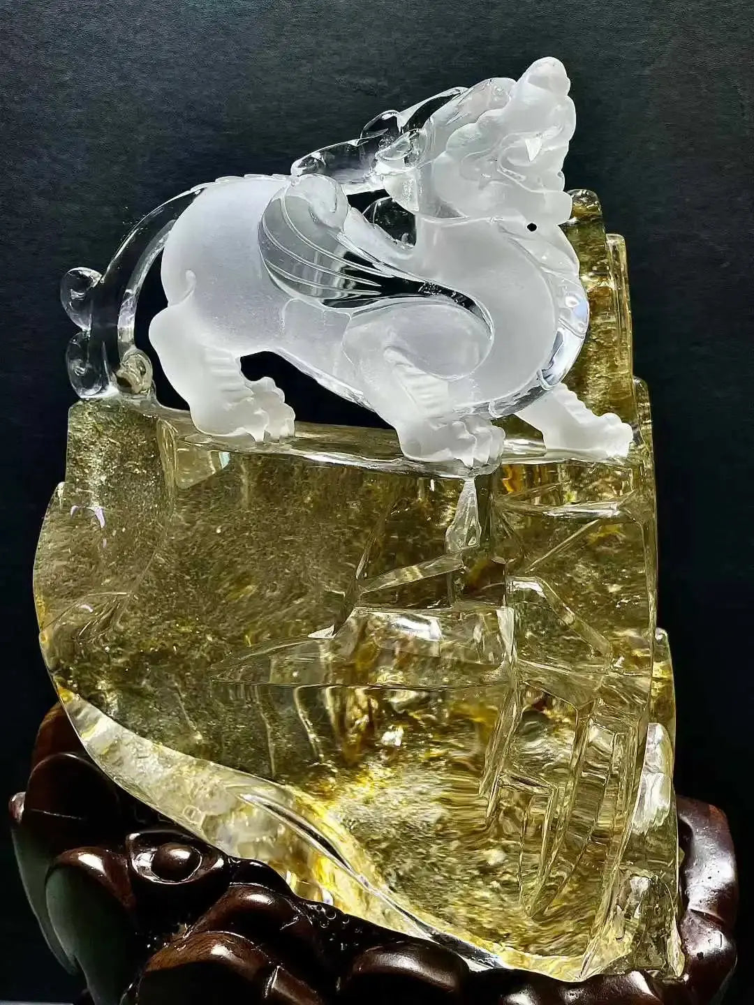 Yellow Rutilated Quartz Pixiu - La Maison Val D'or
