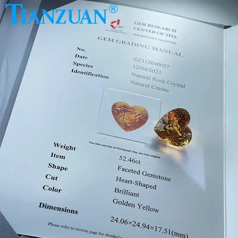 52.46ct Heart Cut Citrine - La Maison Val D'or