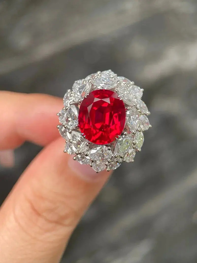 10ct Ruby Pear Diamond Ring - La Maison Val D'or