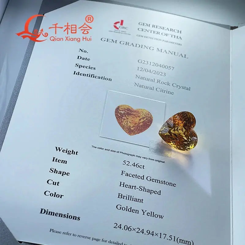52.46ct Heart Citrine Gem - La Maison Val D'or