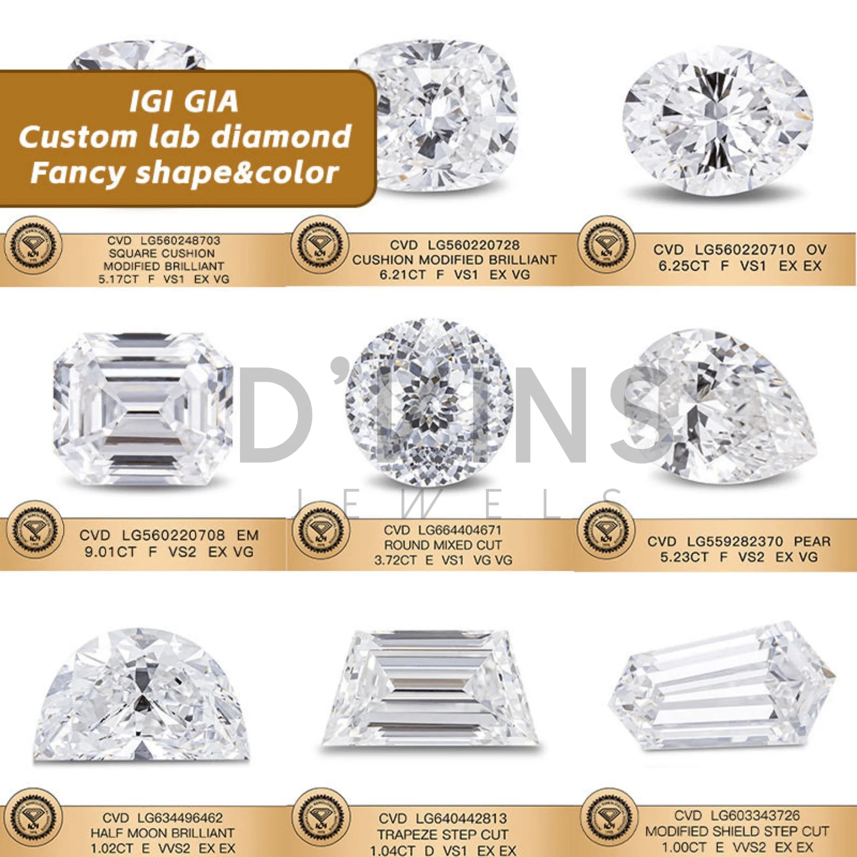 D'vins Jewels Factory Pricebig Carat Loose Diamond 15.21ct F VS1 Round Cut Lab Grown IGI Certified La Maison Val D'or