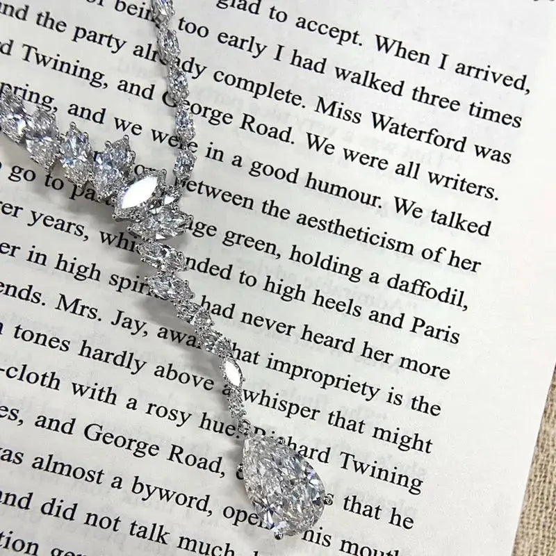 5Ct Pear Lab Diamond Necklace - La Maison Val D'or