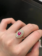 Oval Ruby Diamond Gold Ring - La Maison Val D'or
