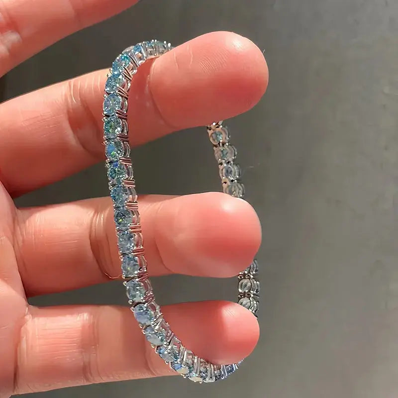 Blue Lab Diamond Tennis Bracelet - La Maison Val D'or
