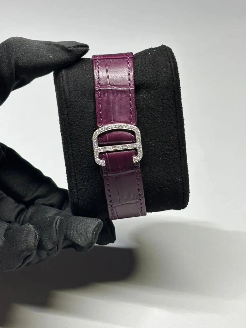 Best Quality Daily Strong Use White Gold Diamond Watch Purple Rubber Band And Roman Dial Ready Stock Quartz Watches La Maison Val D'or