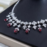 18K Gold Pear Red Diamond Pendant - La Maison Val D'or