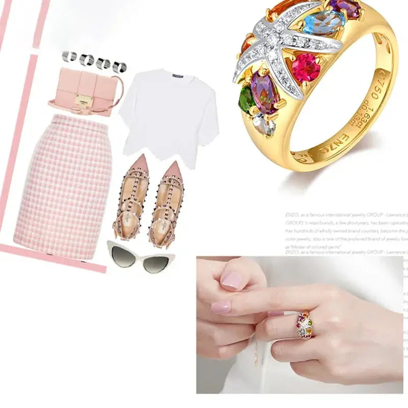 18K Gold Red Gem Heart Ring - La Maison Val D'or