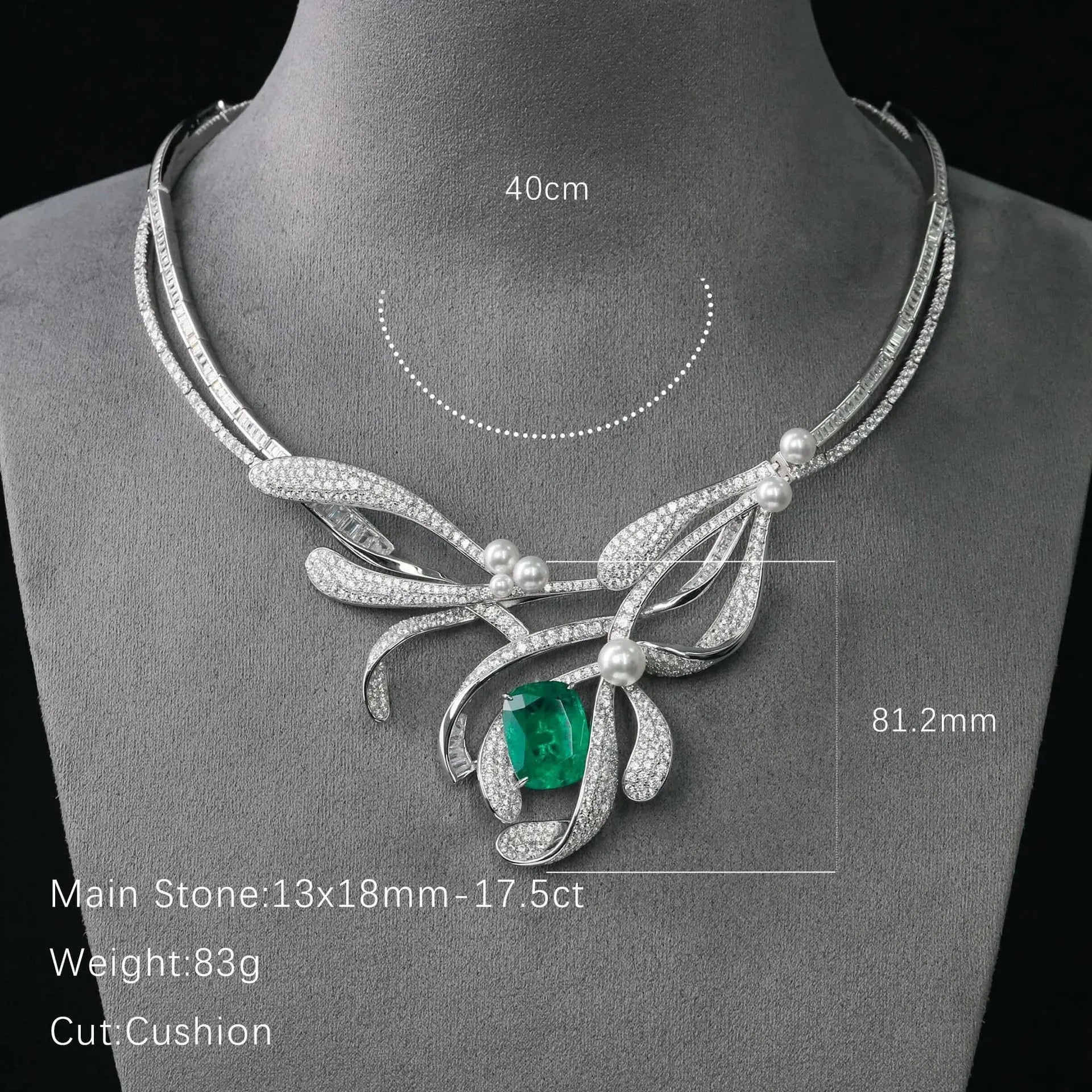 Sterling Silver Emerald Necklace - La Maison Val D'or